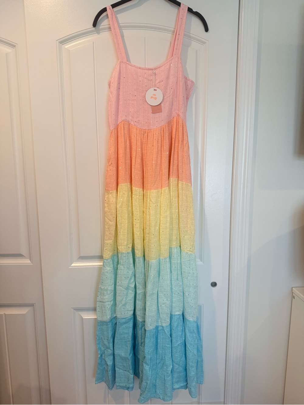 PQ Swim Chiara Tiered Maxi Dress w Metallic Detail size XS/S